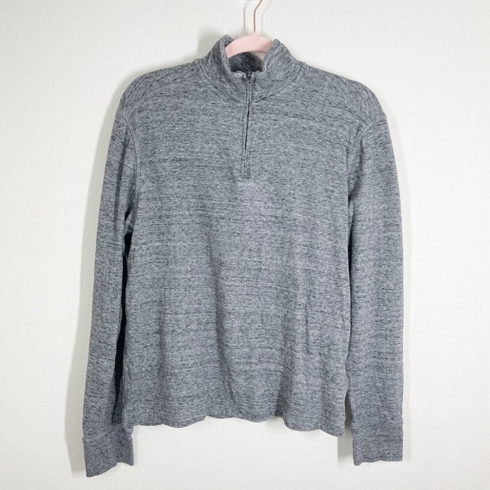 Double Knit Half Zip Pullover Mens Size M Gray Graphite 100% Cotton